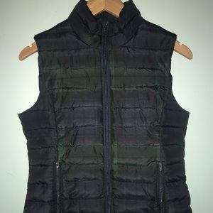 Navy and green checkered winter vest